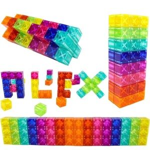 Like new Brainspark 48pc digit blocks translucent magnetic building blocks.
